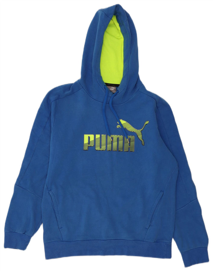 PUMA Mens Graphic Hoodie Jumper Medium Blue Cotton