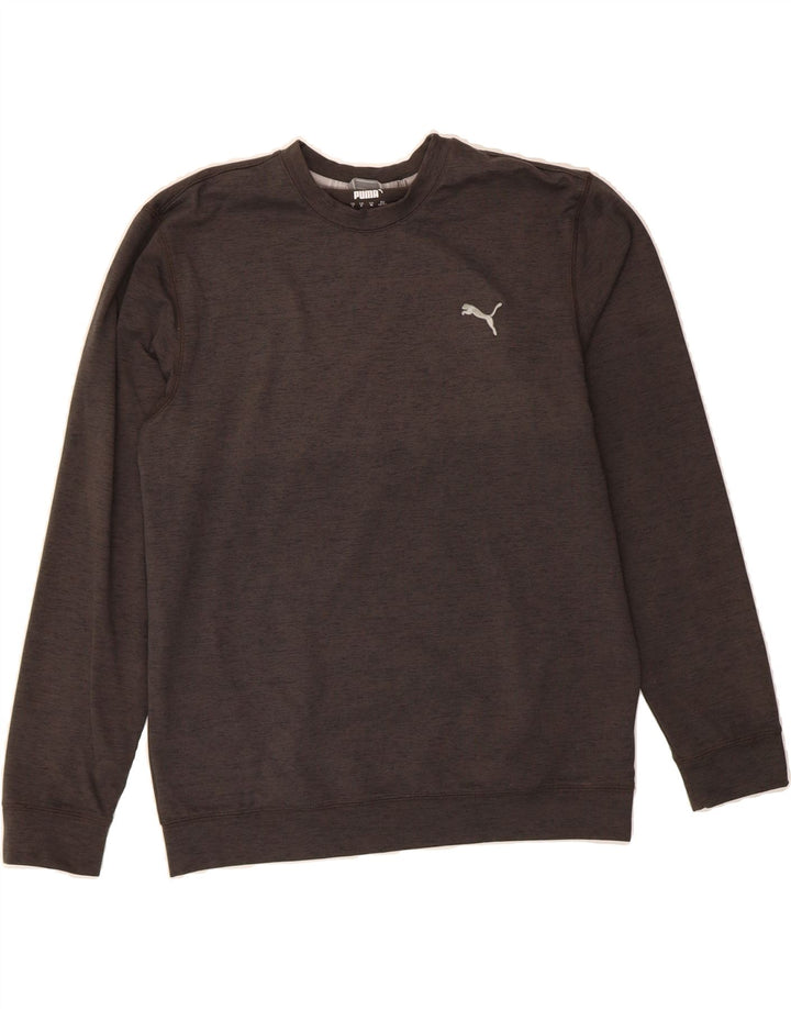 PUMA Mens Sweatshirt Jumper Medium Grey Flecked Polyester Vintage Puma and Second-Hand Puma from Messina Hembry 