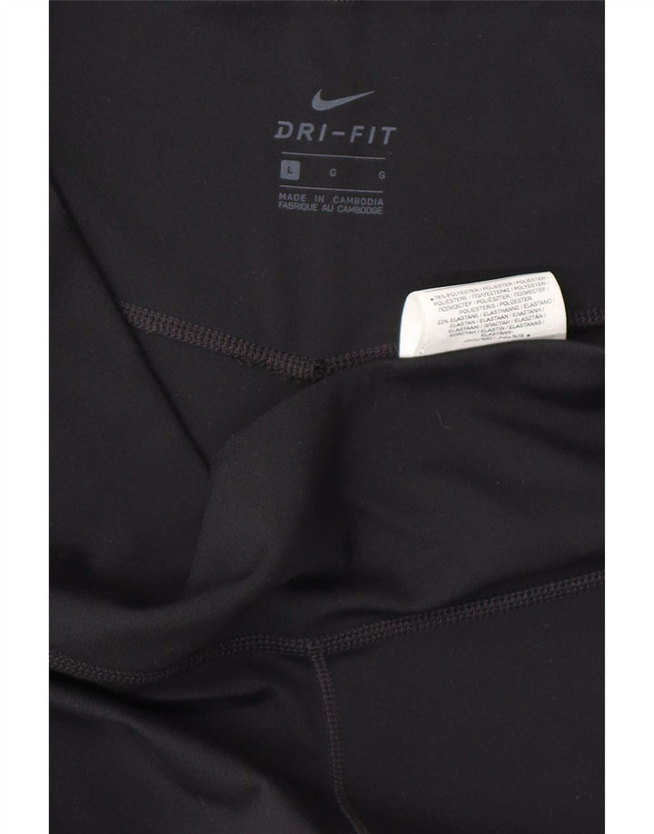 NIKE Dame Dri Fit Capri Leggings UK 14 Stor sort polyester