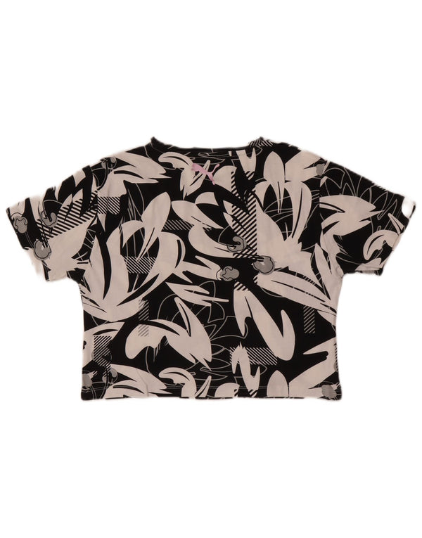 Puma piger abstrakt mønster afskæring grafisk t-shirt top 11-12 år sort