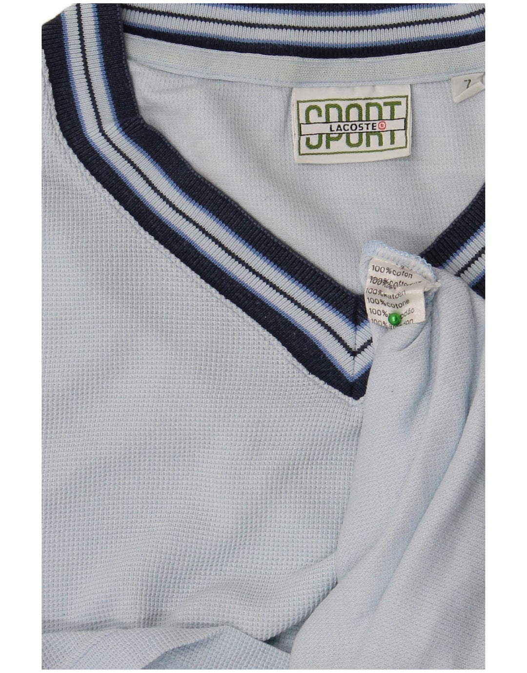 LACOSTE Herre T-Shirt Top Størrelse 7 2XL Blå Bomuld