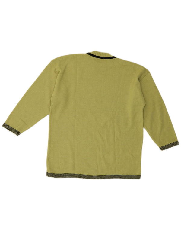 Vintage Womens Crew Neck Jumper Sweater UK 16 Large Green Colourblock