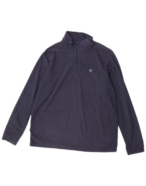 Mountain Warehouse Herre Zip Neck Fleece Jumper Large Navy Blue Polyester