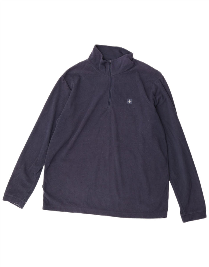 Mountain Warehouse Herre Zip Neck Fleece Jumper Large Navy Blue Polyester