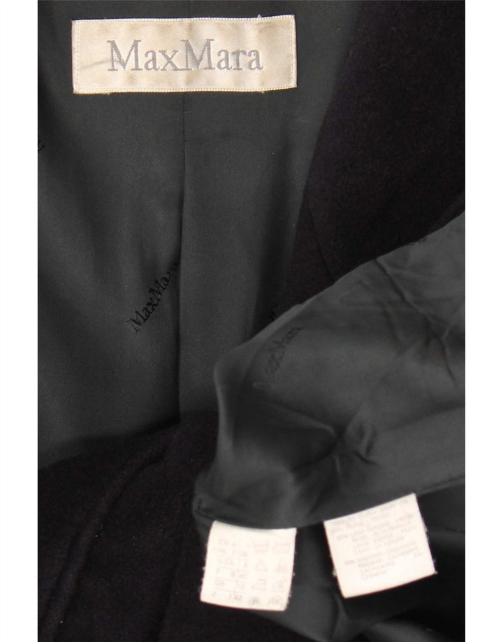 Max Mara Dame Oversized Double Breasted Coat UK 12 Medium Navy Blue Wool