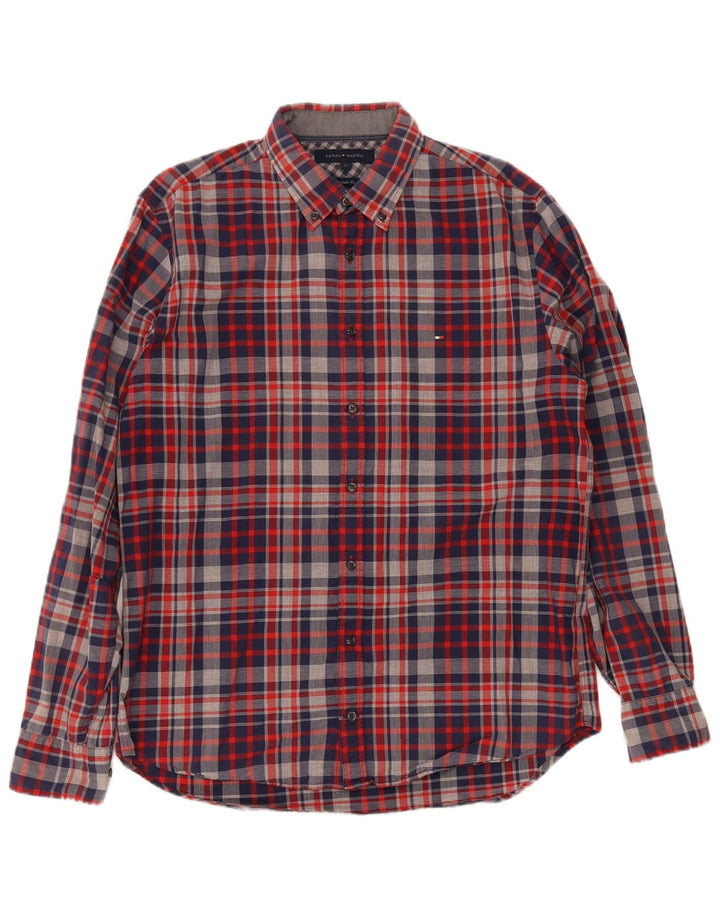 Tommy Hilfiger Herre Regular Fit skjorte Stor blå ternet bomuld