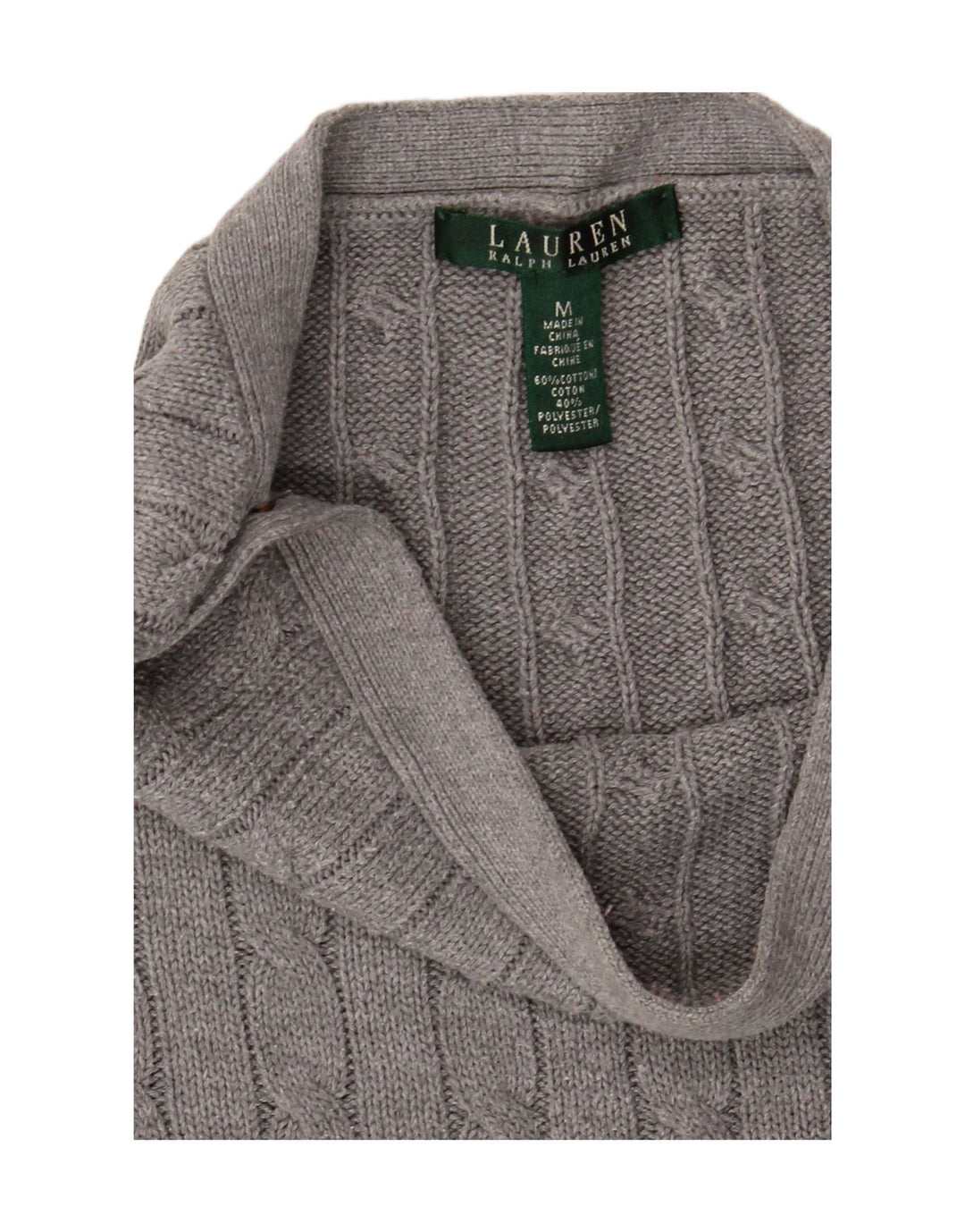 RALPH LAUREN Dame Boat Neck Jumper Sweater UK 14 Medium Grey Bomuld