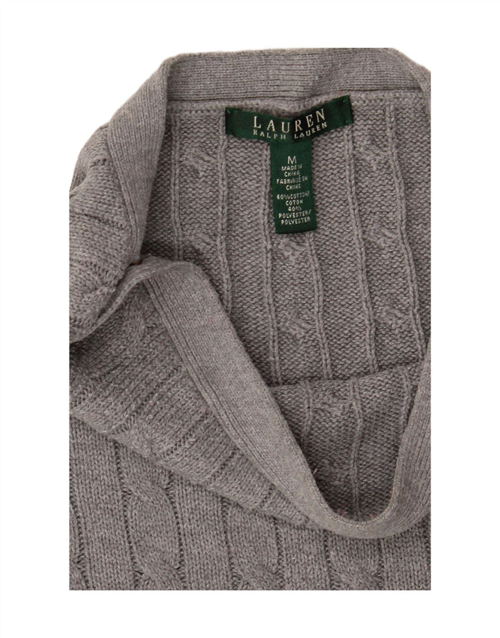 RALPH LAUREN Dame Boat Neck Jumper Sweater UK 14 Medium Grey Bomuld