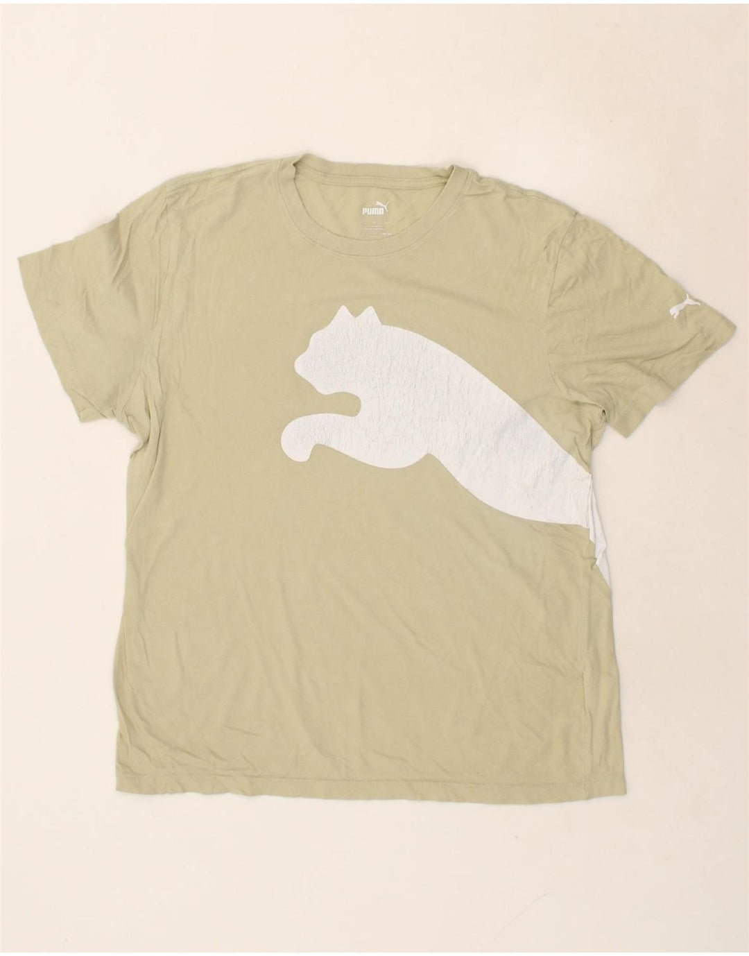 PUMA Mens Graphic T-Shirt Top Large Beige Cotton Vintage Puma and Second-Hand Puma from Messina Hembry 