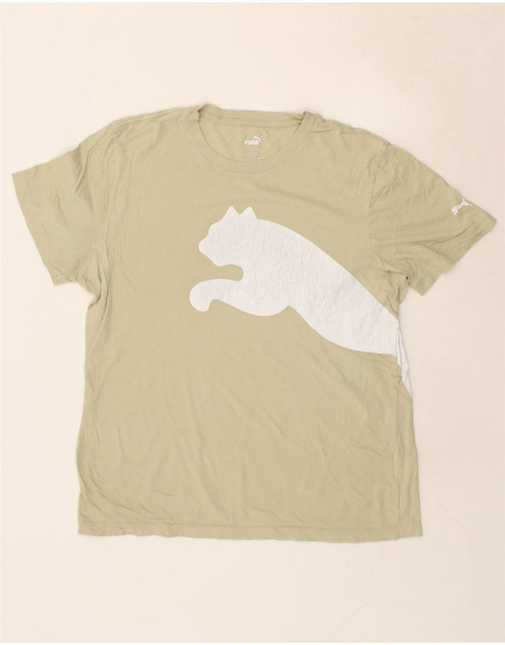 PUMA Mens Graphic T-Shirt Top Large Beige Cotton Vintage Puma and Second-Hand Puma from Messina Hembry 