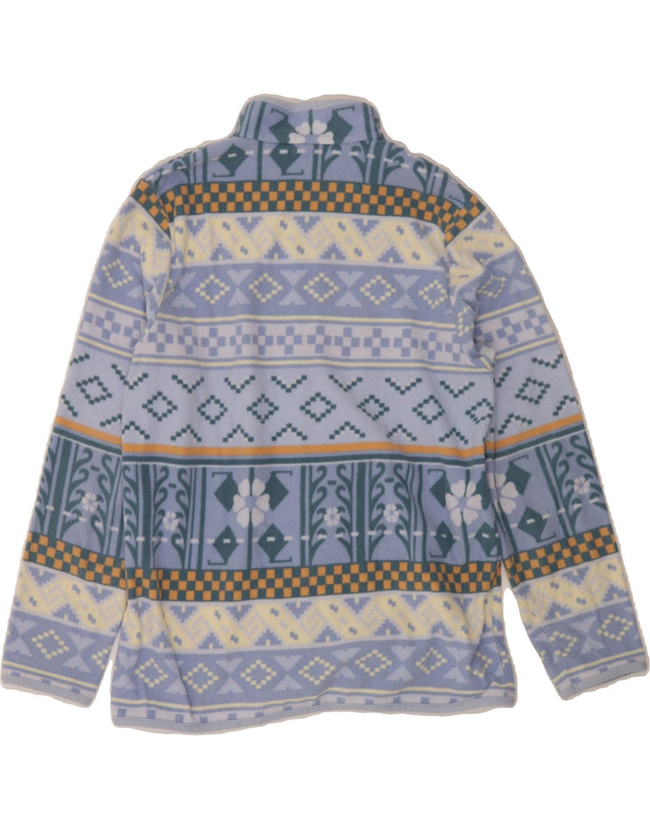 TRIUMPH Womens Fleece Jacket UK 12 Medium Blue Fair Isle Vintage Triumph and Second-Hand Triumph from Messina Hembry 