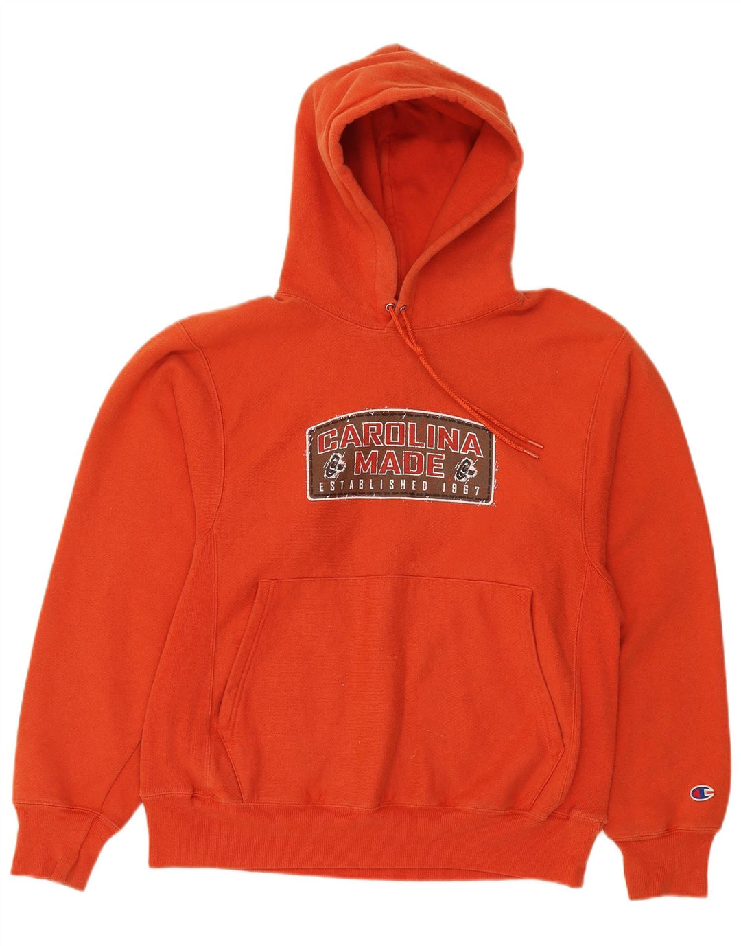 Champion Herre Reverse Weave Grafisk Hoodie Jumper Lille Rød Bomuld