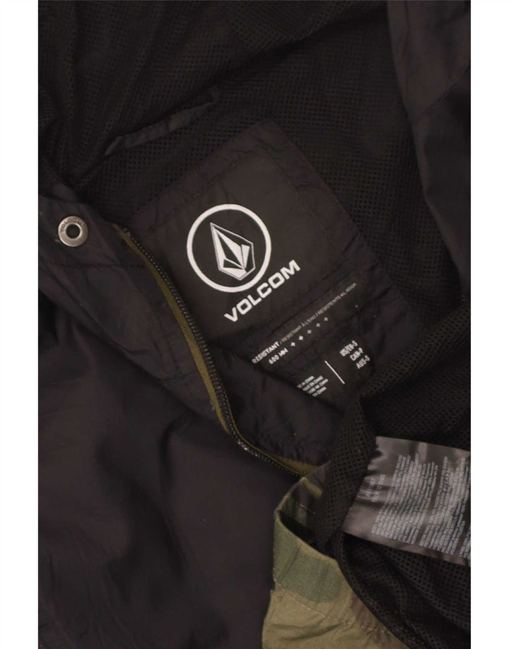 Volcom Regnjakke med hætte til mænd UK 36 Small Black Camouflage Nylon