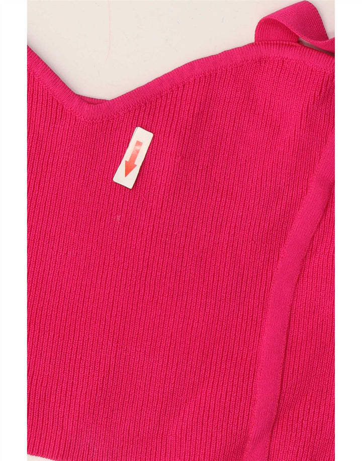 Zara Womens Knit Crop Top UK 12 Medium Pink Nylon