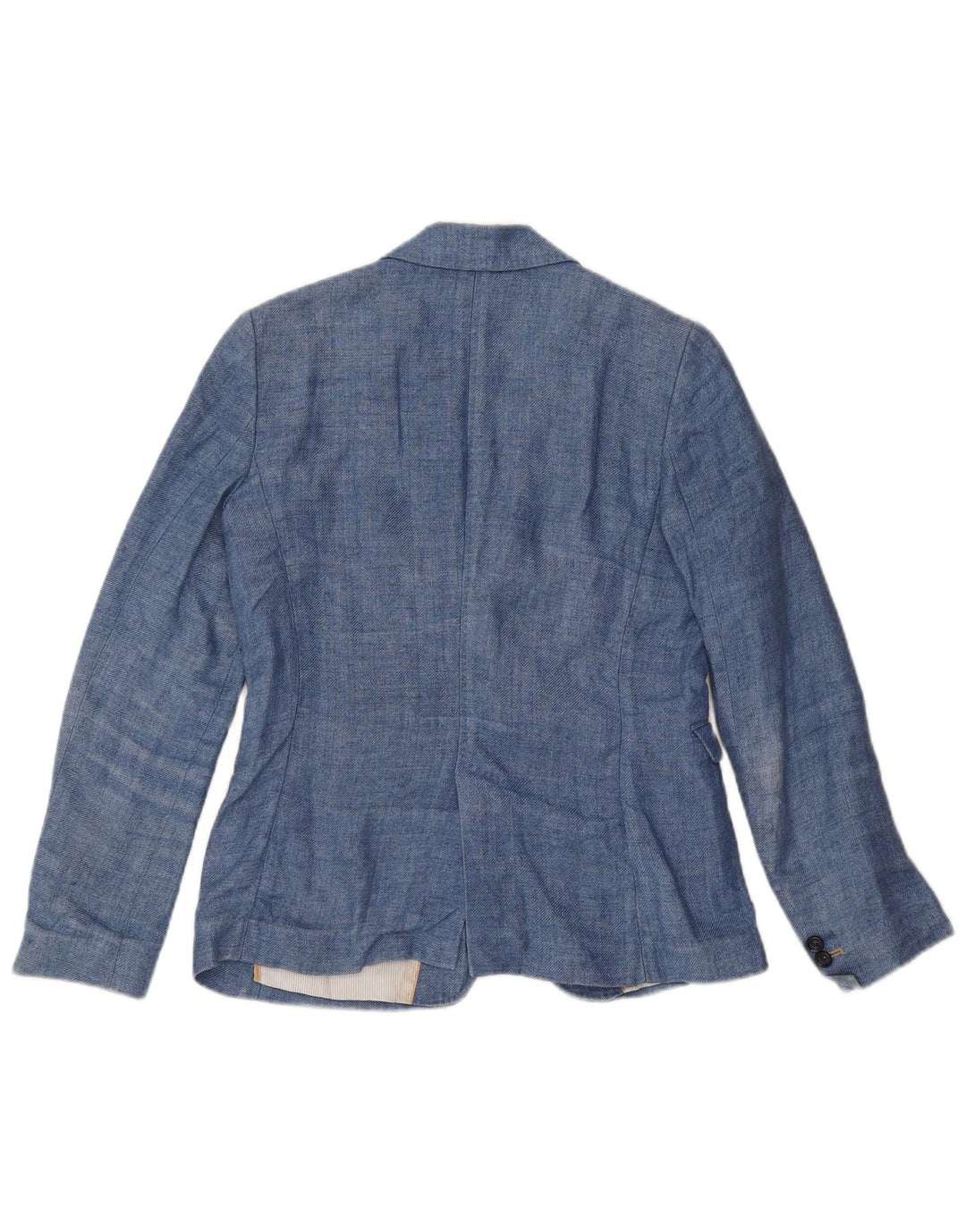 Massimo Dutti Dame 1 Knap Blazer Jakke EU 38 Small Blue Linen