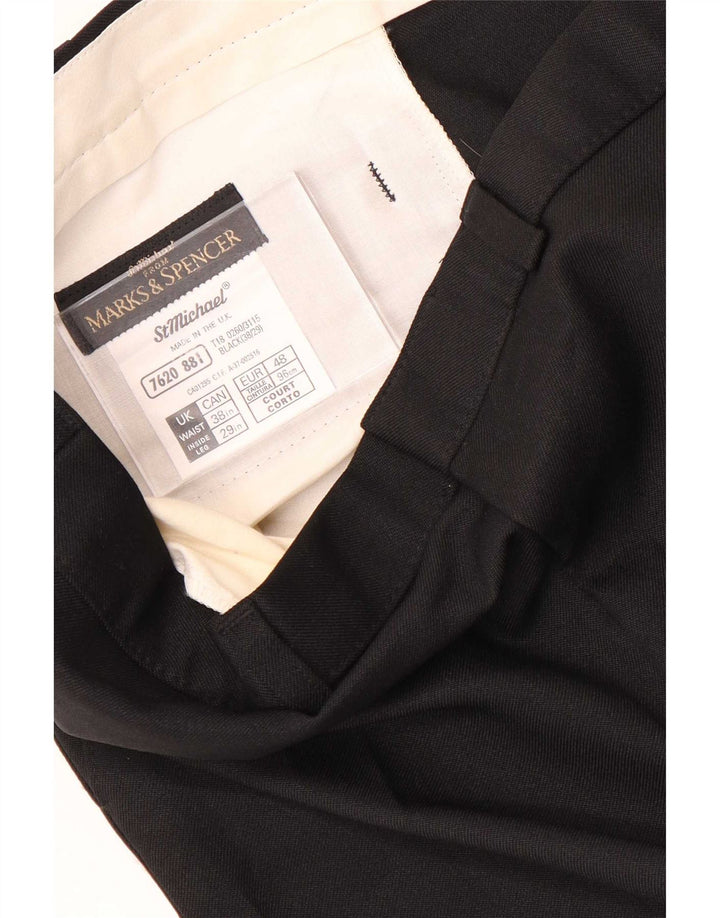 Marks & Spencer Straight Chino-bukser til mænd W38 L29 Sort polyester