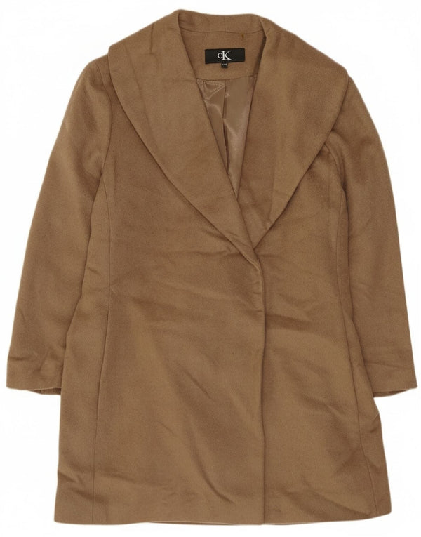 Calvin Klein Dame Oversized Overfrakke UK 18 XL Beige Uld