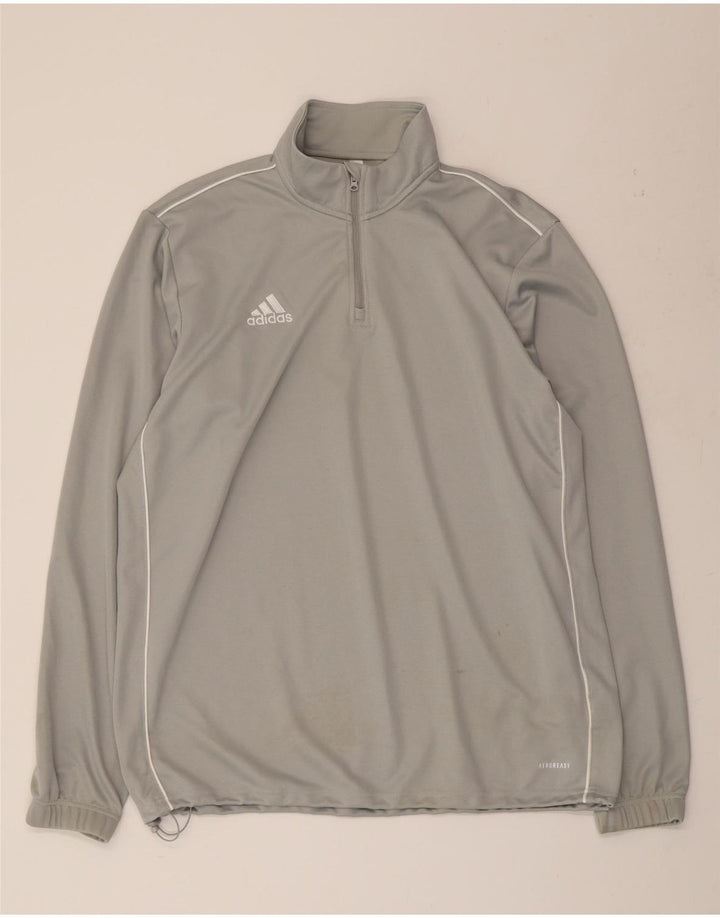 ADIDAS Herre Aeroready Zip Neck Pullover Træningsdragt Top XL Grå Polyester
