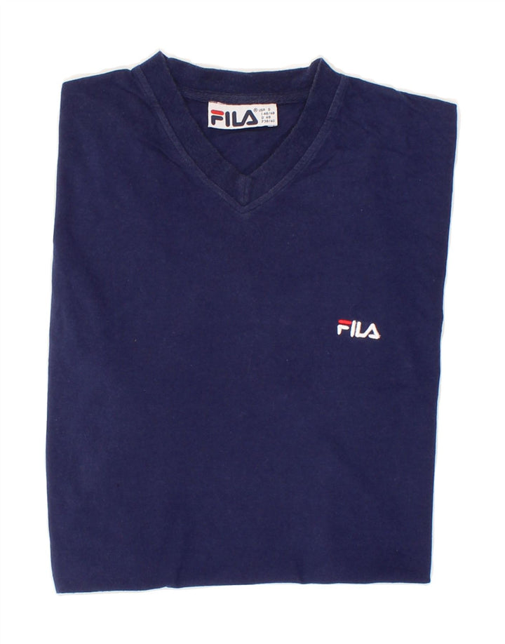 FILA Mens T-Shirt Top Small Navy Blue Cotton Vintage Fila and Second-Hand Fila from Messina Hembry 