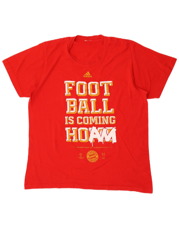 Adidas Herre FC Bayern Munchen Grafisk T-Shirt Top Stor Rød