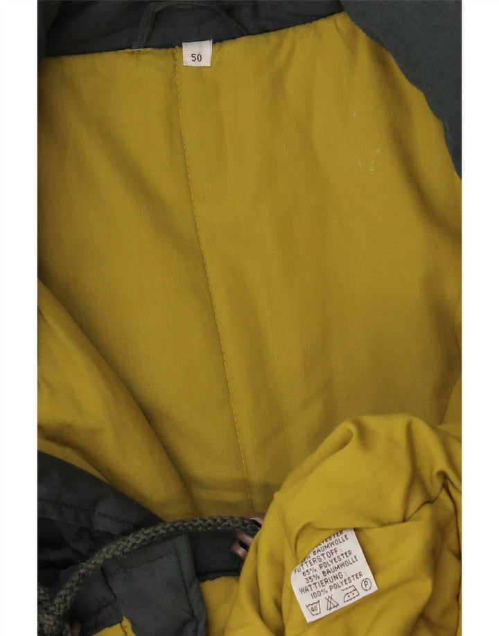 Vintage herre hætte vindjakke EU 50 stor grøn polyester