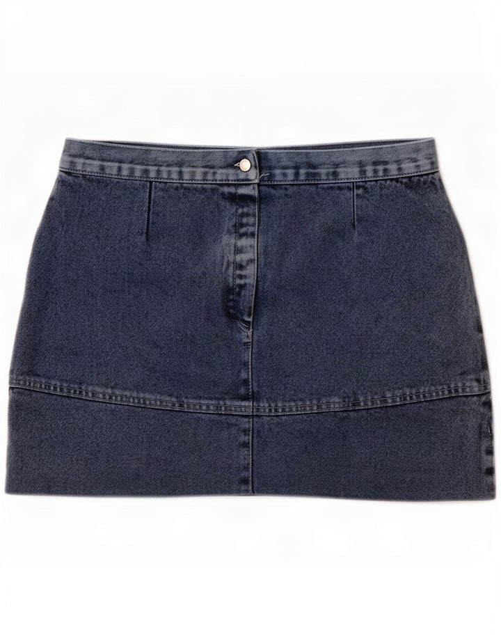 Vintage Dame Mini Denim Nederdel IT 44 Medium W30 Blå Bomuld