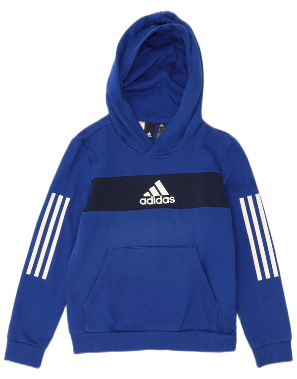 Adidas Grafisk hættetrøje til drenge 9-10 år Blå Colourblock Bomuld