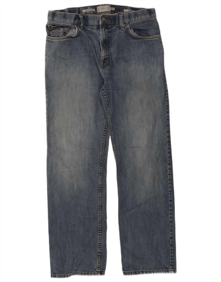 Marks & Spencer Herre Regular Fit Straight Jeans W34 L31 Blå Bomuld