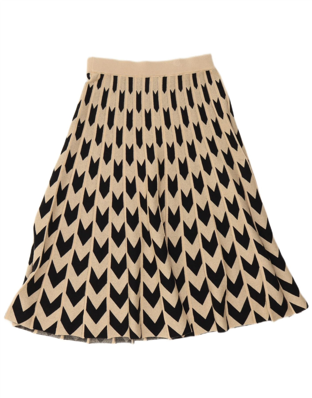 Hugo Boss Damestrik Flared Nederdel Medium W30 Beige Geometrisk Uld