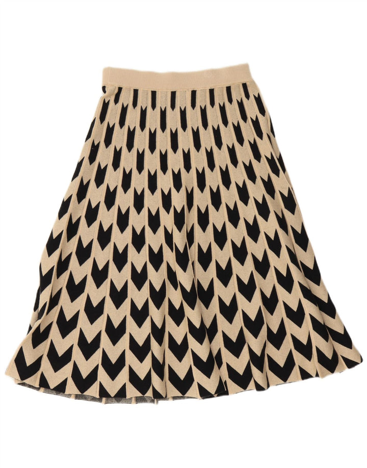 Hugo Boss Damestrik Flared Nederdel Medium W30 Beige Geometrisk Uld