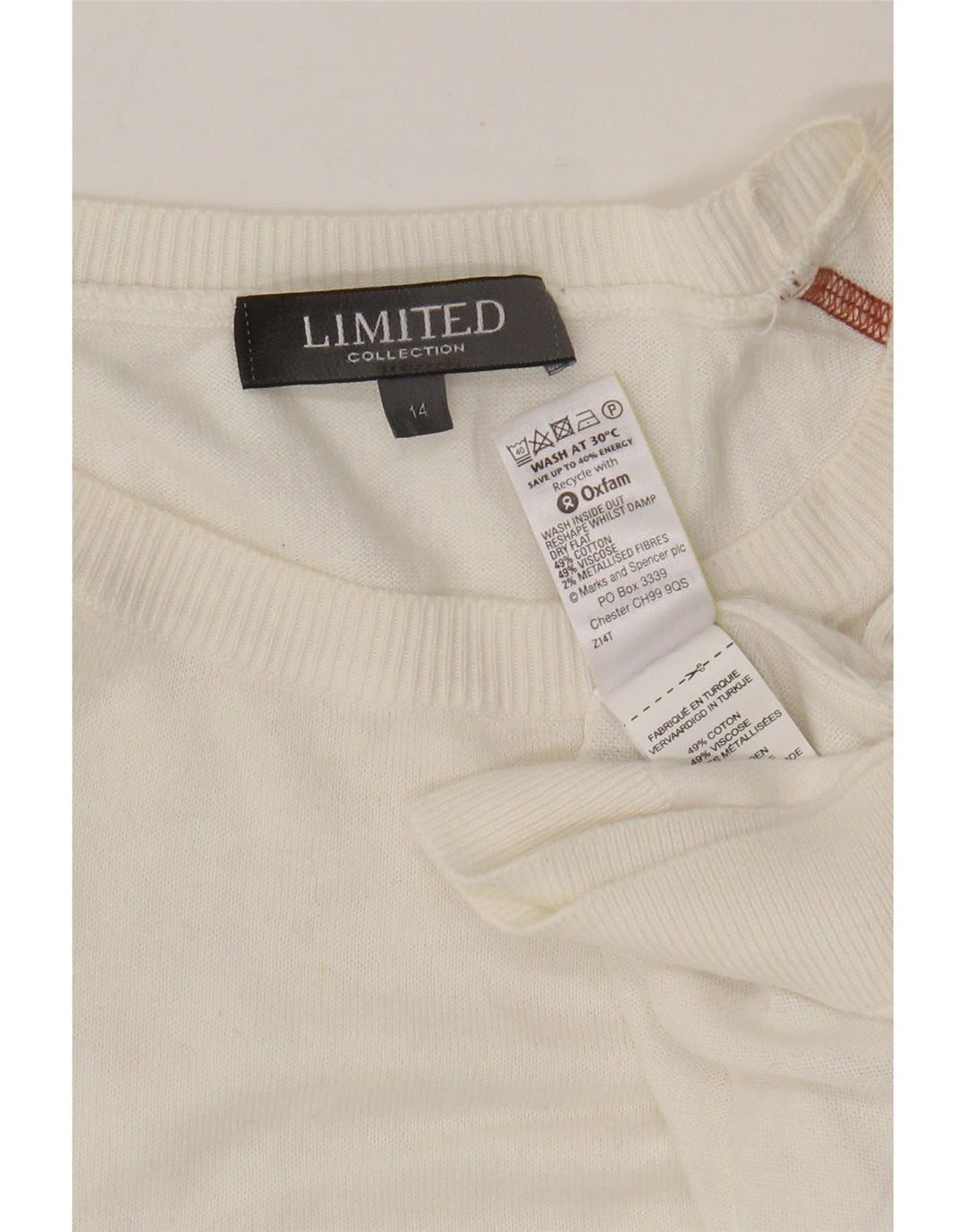 Marks & Spencer Dame Boat Neck Jumper Sweater UK 14 Large White
