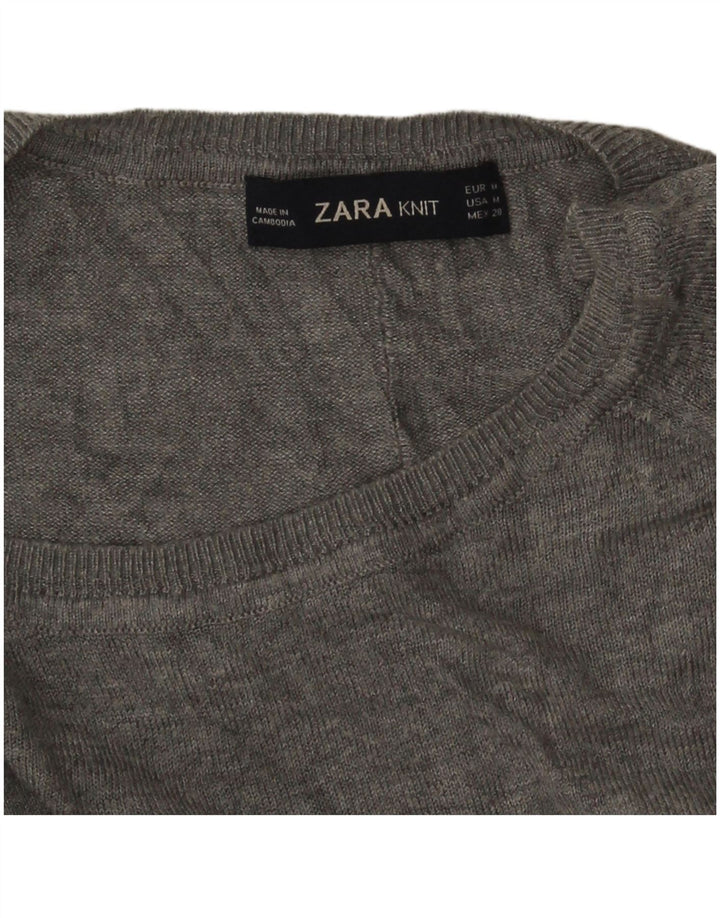 Zara Dame Boat Neck Jumper Sweater UK 14 Medium Grey