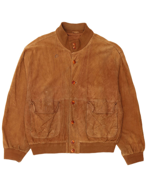 Vintage herre ruskind bomberjakke UK 42 XL brunt læder