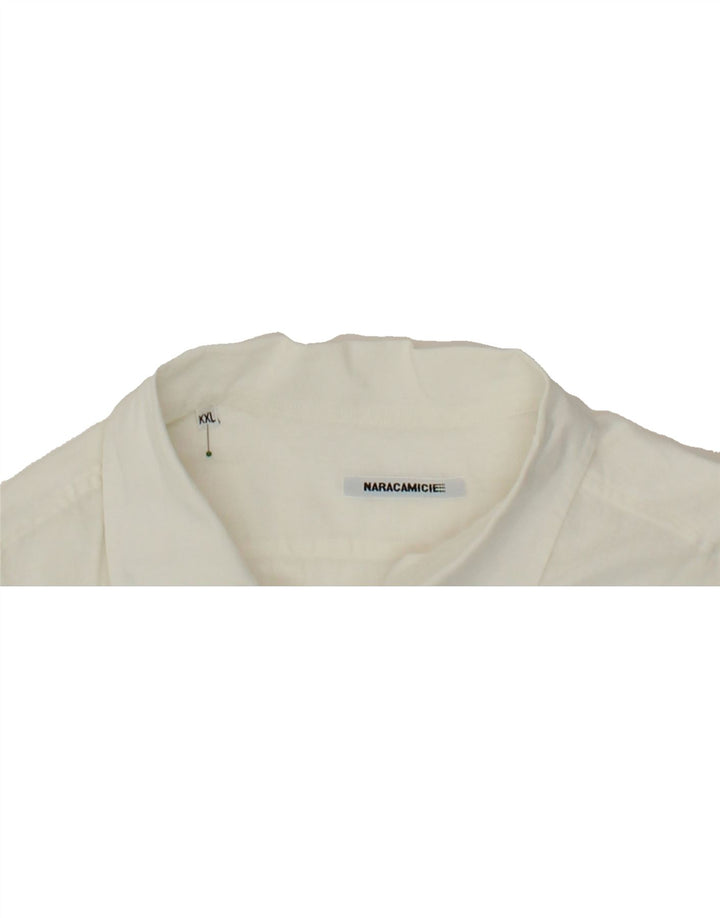 NARACAMICIE Mens Short Sleeve Shirt 2XL White Vintage Naracamicie and Second-Hand Naracamicie from Messina Hembry 