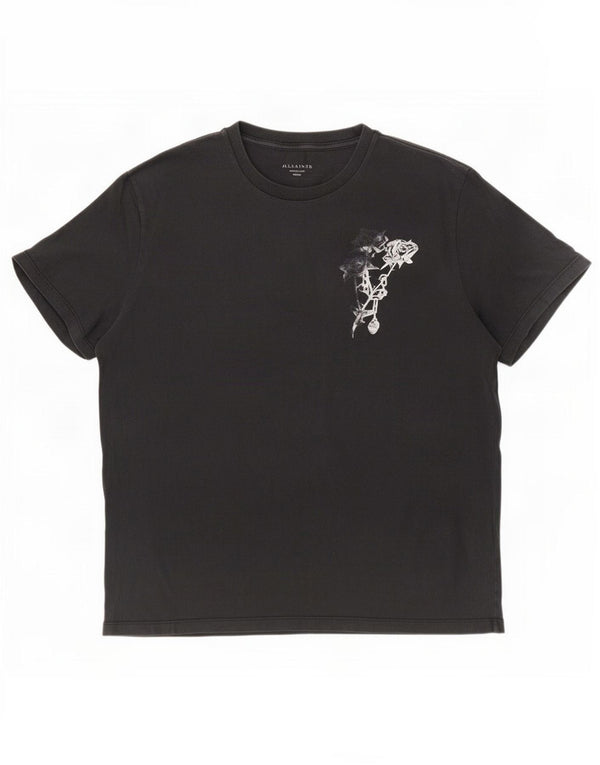 All Saints Dame Relaxed Fit Grafisk T-Shirt Top UK 14 Medium Black Floral