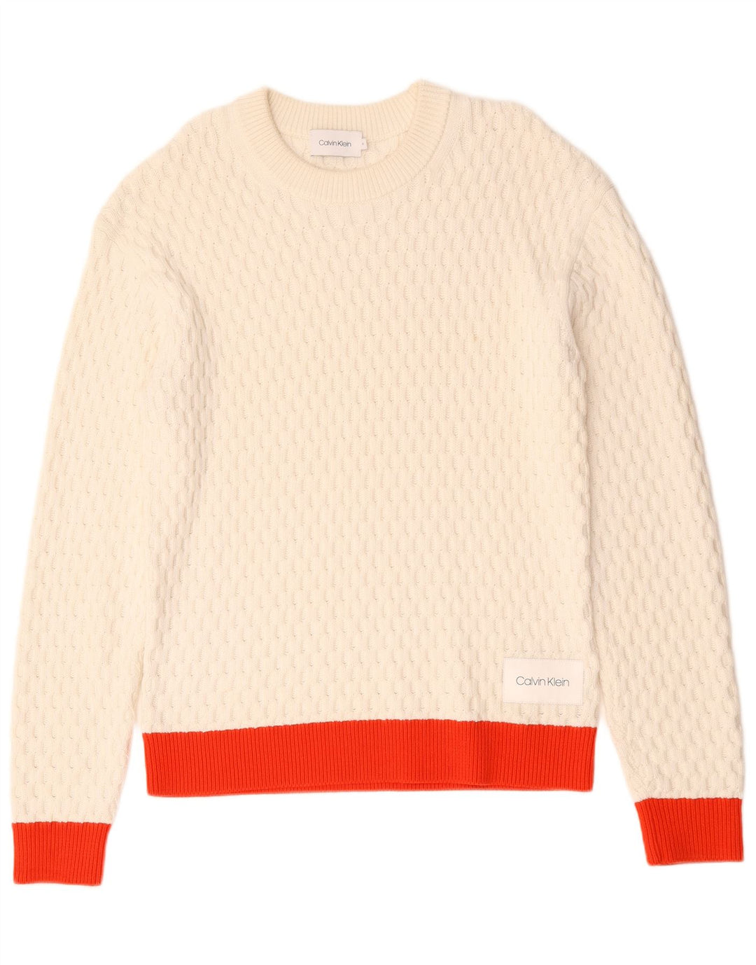 Calvin Klein Herre trøjetrøje med rund hals Medium hvid Colourblock Bomuld