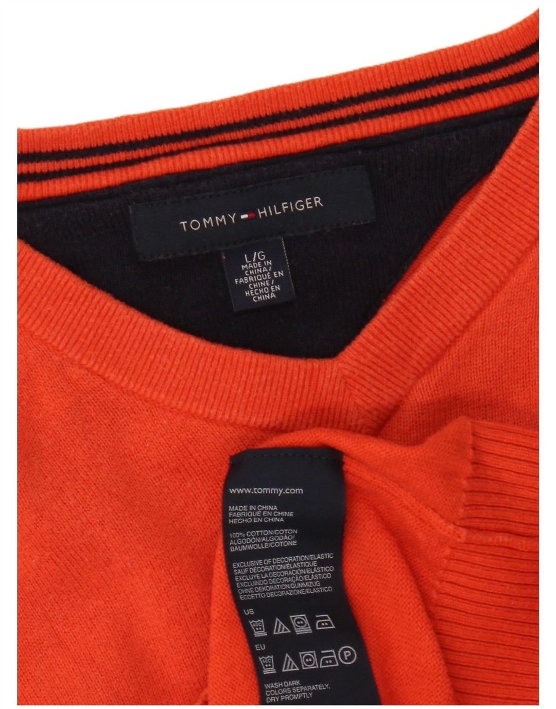 Tommy Hilfiger Herre V-hals sweater Stor rød bomuld