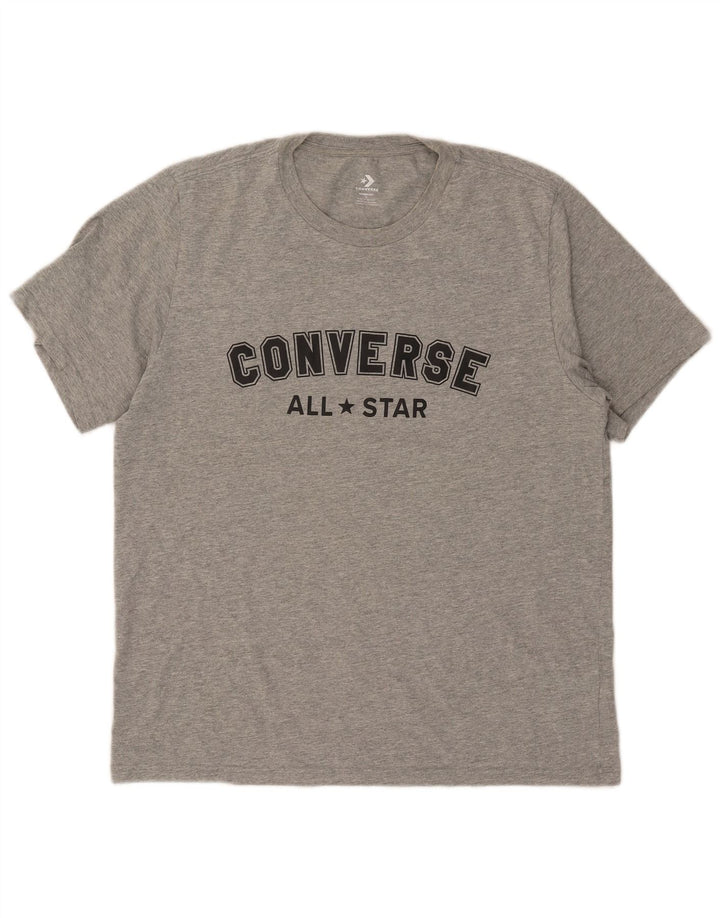 Converse Grafisk T-shirt top til mænd, stor grå flækket bomuld