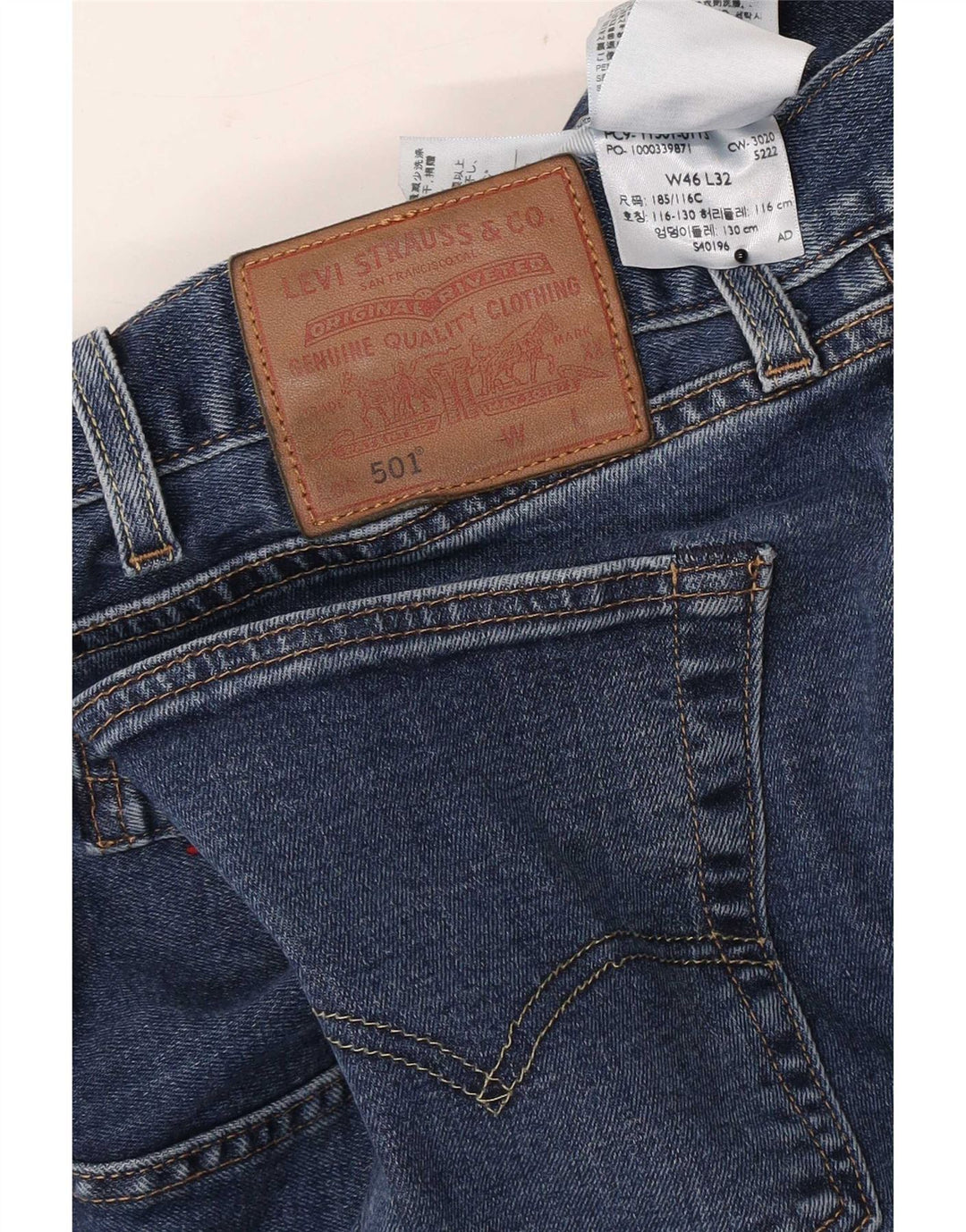 Levi's Herre 501 lige jeans W46 L29 blå bomuld