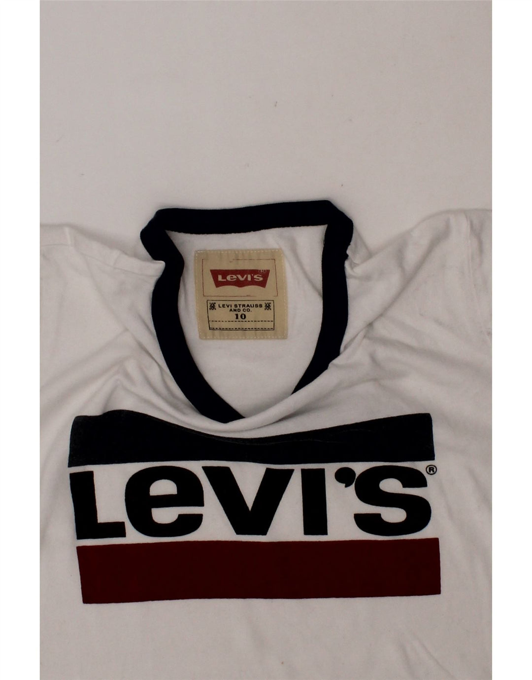 LEVI'S Boys Graphic T-Shirt Top 9-10 Years White Vintage Levi's and Second-Hand Levi's from Messina Hembry 