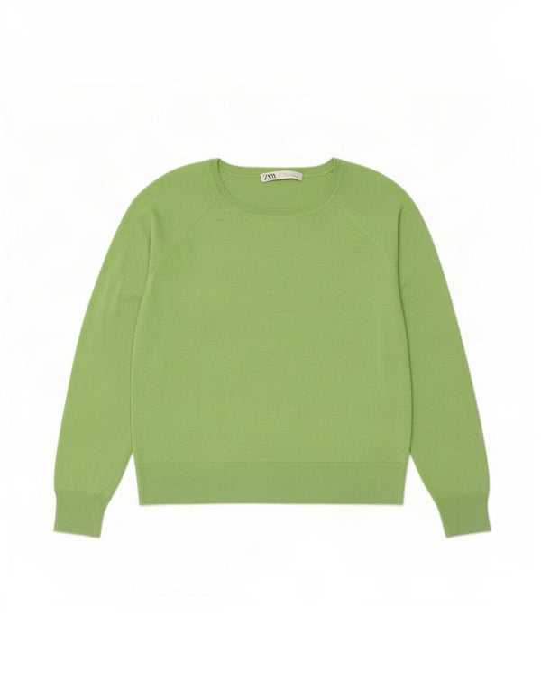 Zara Dame Boat Neck Jumper Sweater UK 14 Medium Green
