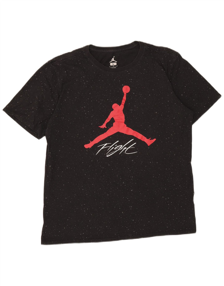 Jordan Herre Grafisk T-Shirt Top Stor Sort Plettet