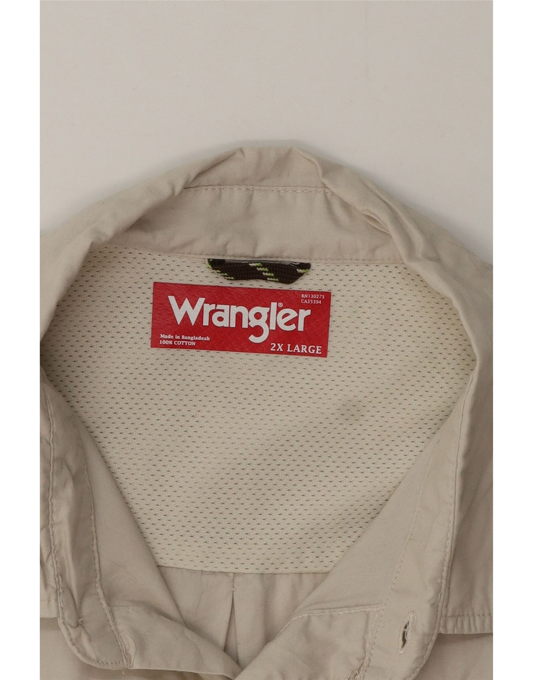 Wrangler kortærmet herreskjorte 2XL beige bomuld