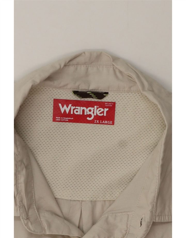 Wrangler kortærmet herreskjorte 2XL beige bomuld