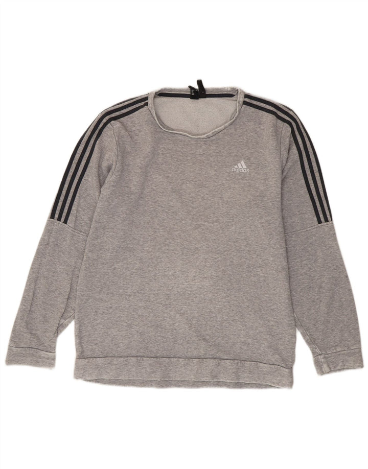 ADIDAS Sweatshirt-trøje til mænd, stor grå flækket bomuld