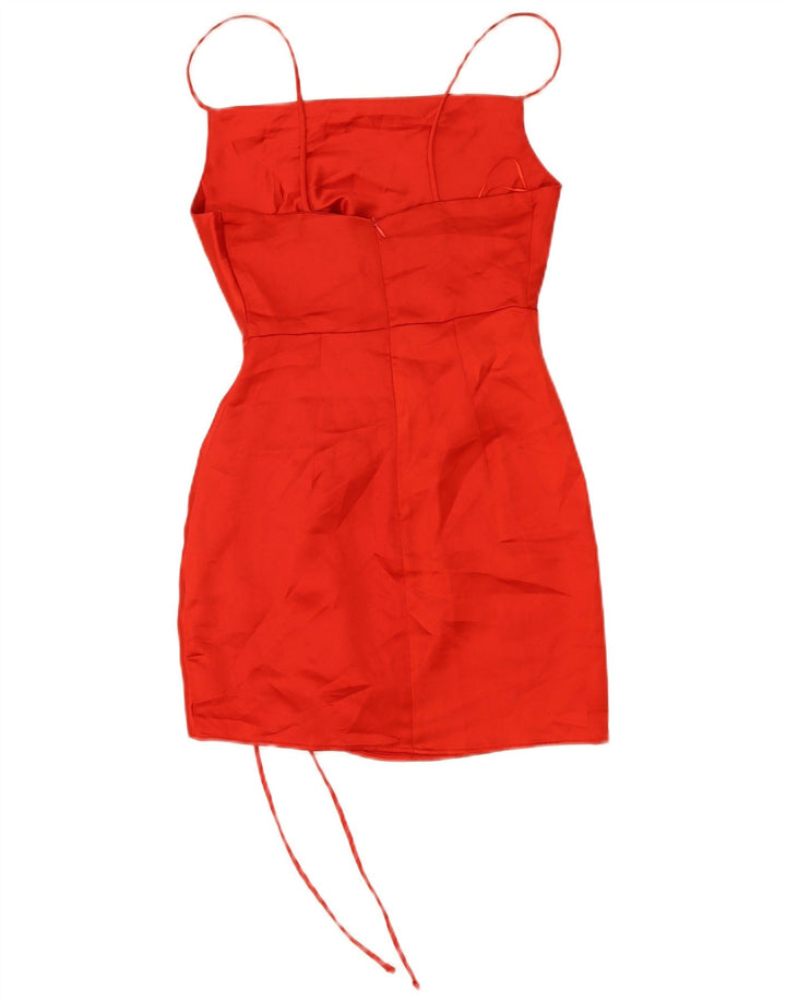 Zara Dame Ærmeløs Mini Skede Kjole UK 6 XS Rød Polyester