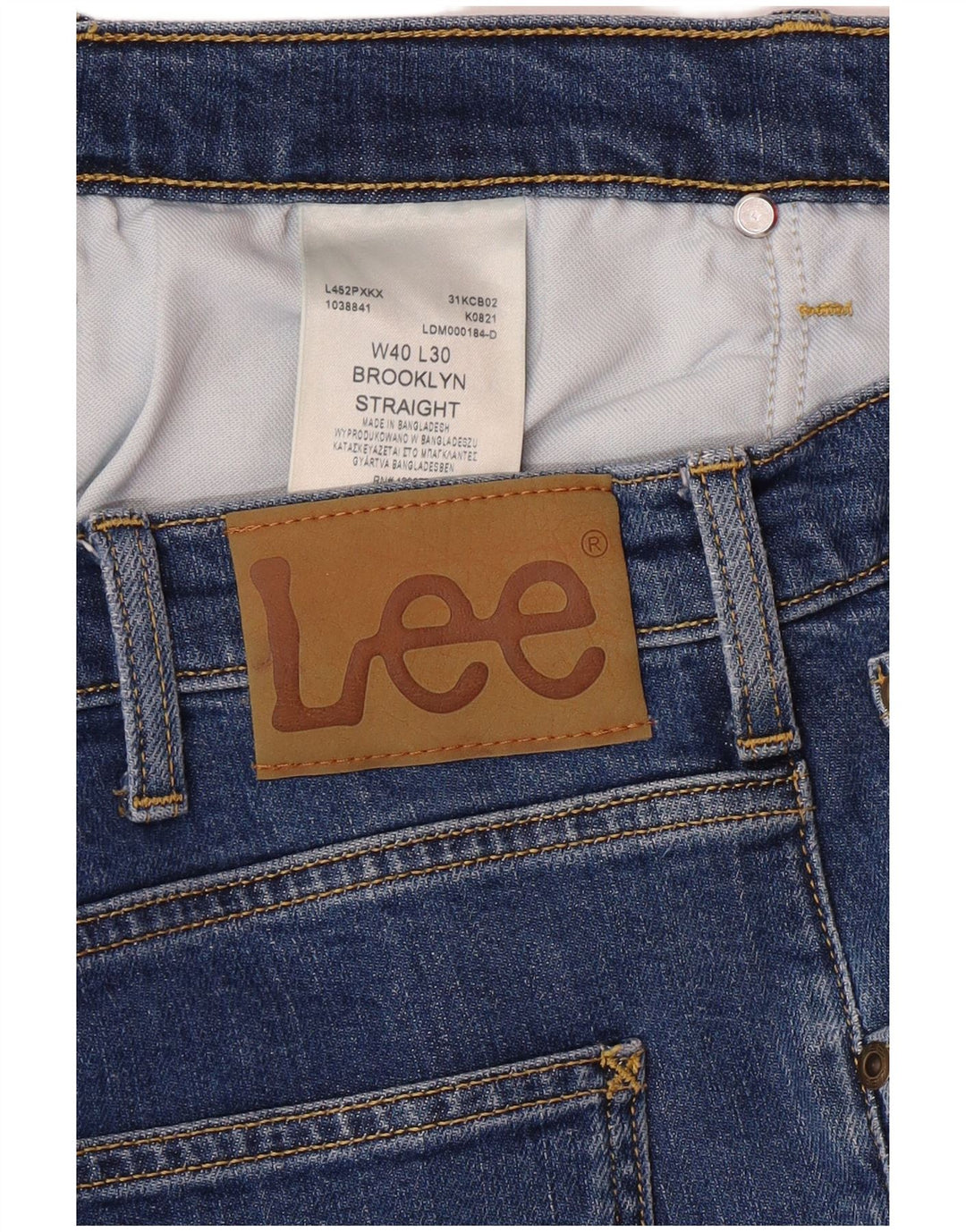 LEE Herre Brooklyn Straight Jeans W40 L30 Blå Bomuld