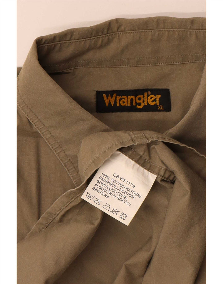 Wrangler Kortærmet Herreskjorte XL Khaki Bomuld