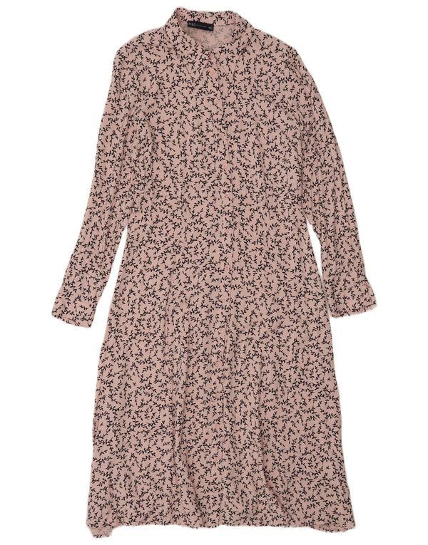 Marks & Spencer Dame Maxi Shirt Dress UK 12 Medium Pink Floral Viscose
