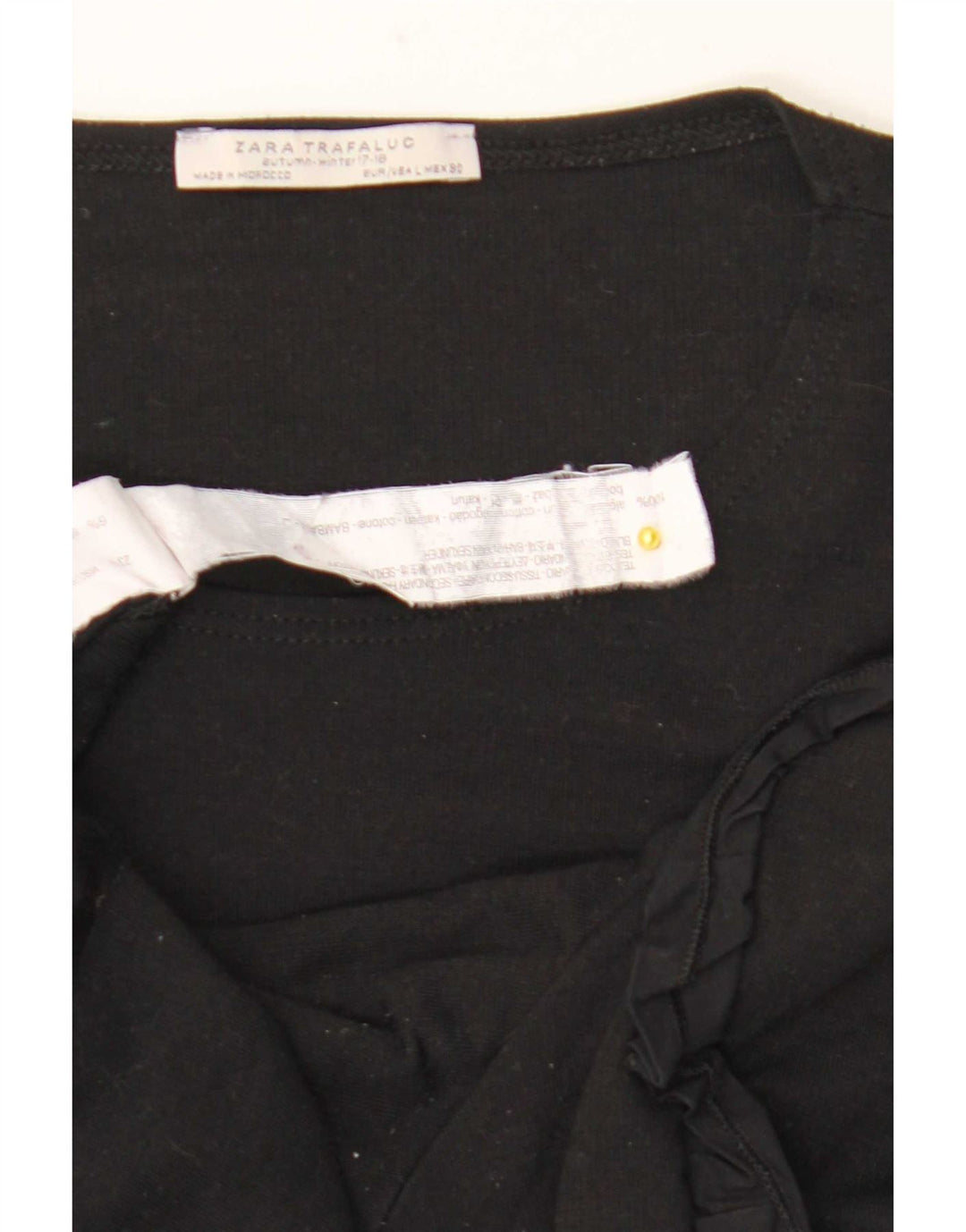 Zara Dame Top 3/4 ærmer UK 16 Large Black Bomuld
